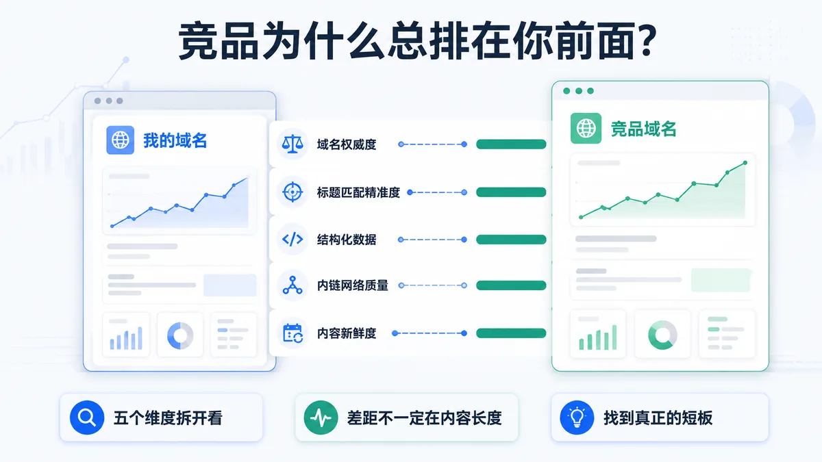 竞品页面总是排在你前面？用 5 个维度拆开看，差距可能不在内容质量